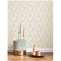 Casadeco|Papier peint floral avec branches de fougères vert amande|Papier Peint