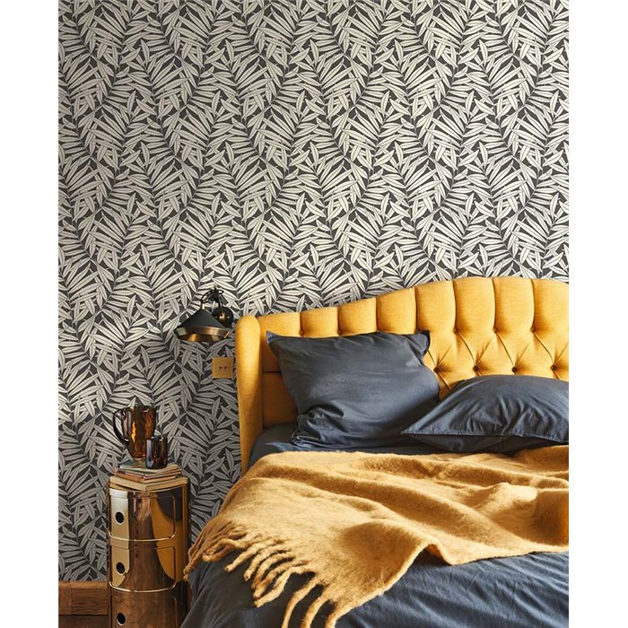 Casadeco|Papel pintado floral para dormitorio con ramas de helechos|Papel Pintado