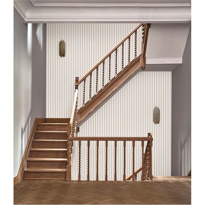 Casadeco|Raw white English-style striped wallpaper|Stripes