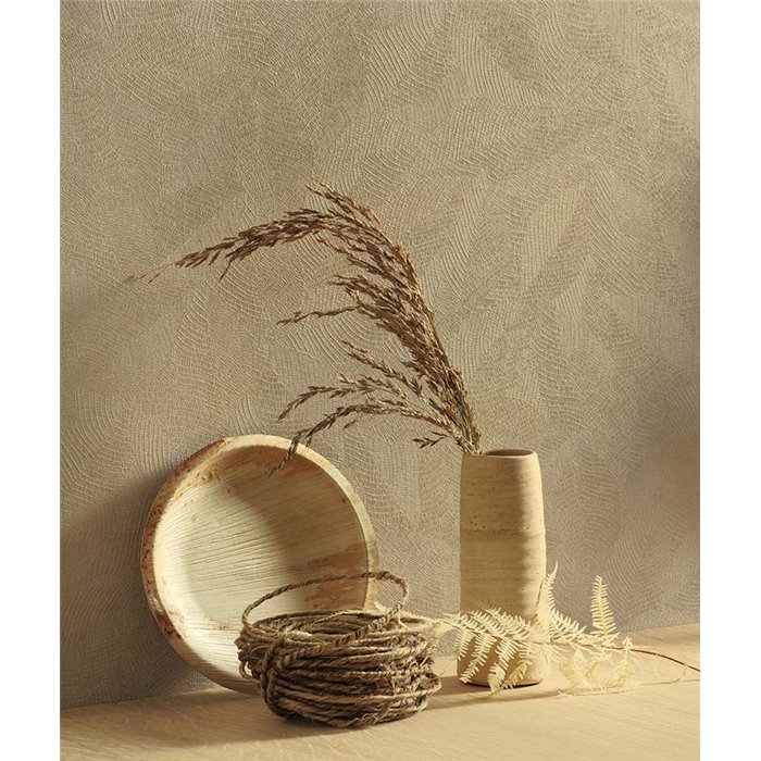 Casadeco|Florale Tapete mit modernem Reliefmuster von Blättern|Zeitgenössisch