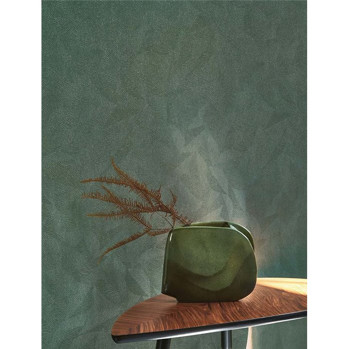 Casadeco|Modern blue wallpaper with textured leaf print|Wallpaper