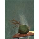 Casadeco|Modern blue wallpaper with textured leaf print|Wallpaper