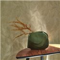 Casadeco|Modern wallpaper with embossed olive green leaves|Modern