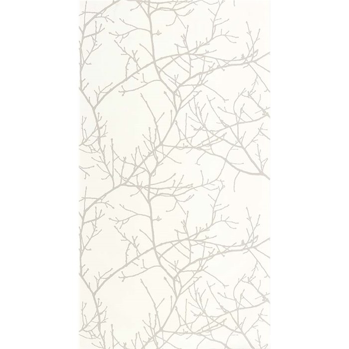 Casadeco|Scandinavian floral wallpaper in white with bare winter branches|Scandinavian