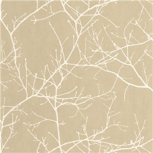 Casadeco|Minimalist floral wallpaper with olive green bare tree branches|Floral