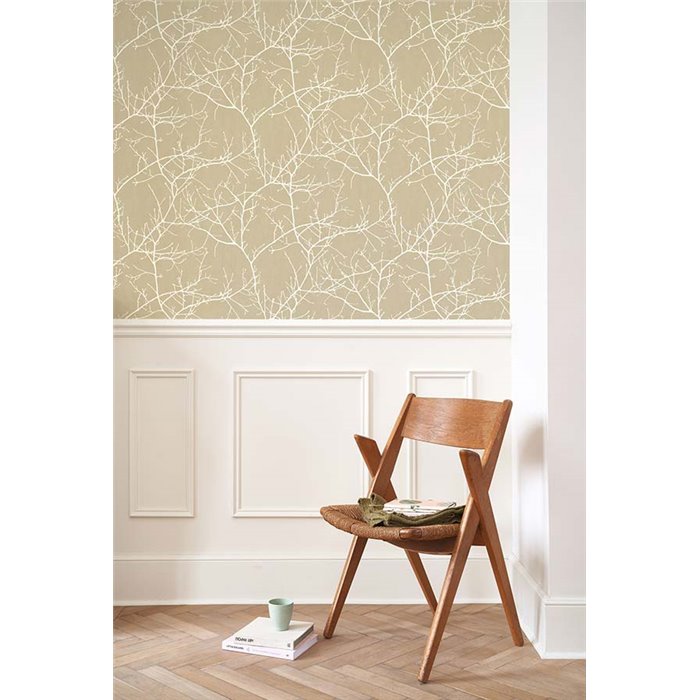 Casadeco|Papier peint scandinave floral beige avec une touche minimaliste|Scandinave
