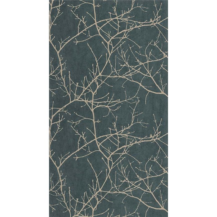 Casadeco|Papier peint scandinave bleu avec branches d’arbres hivernales bleues|Scandinave