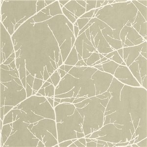 Caselio|Papier peint à motifs de feuilles blanches et ocre|Scandinave