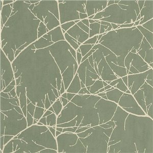 Casamance|Wallpaper linen brown with embroidered leaves|Wallpaper