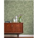 Casadeco|Papier peint style nordique avec arbres dénudés vert eucalyptus|Floral