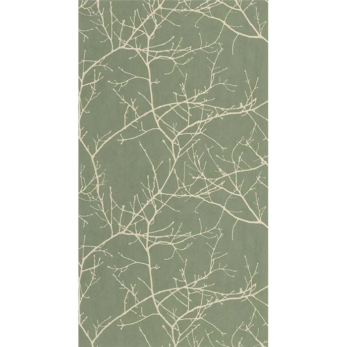 Casadeco|Nordic-style wallpaper with eucalyptus green bare trees|Floral