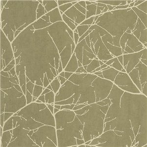 Casadeco|Papier peint avec branches d’arbres dénudées vert style nordique|Scandinave