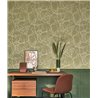 Casadeco|Minimalist floral wallpaper with olive green bare tree branches|Floral