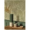 Casadeco|Minimalist floral wallpaper with olive green bare tree branches|Floral