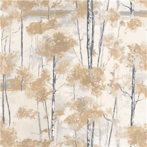 Casadeco|Nordic floral wallpaper with gray painted trees|Scandinavian