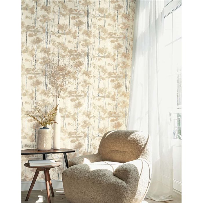 Papel pintado paisaje escandinavo al óleo tonos beige - Casadeco Riverside 4 89541254