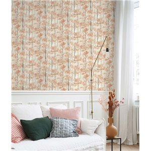 Casadeco|Nordic floral wallpaper with gray painted trees|Scandinavian 2