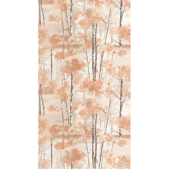Casadeco|Papier peint scandinave avec forêt de bouleaux à l’huile orange|Papier Peint