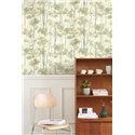 Casadeco|Papel pintado estilo nórdico con bosque de abedules verde|Papel Pintado