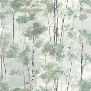 Casadeco|Papier peint paysage abstrait de forêt verte|Papier Peint
