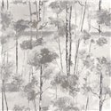 Casadeco|Nordic floral wallpaper with gray painted trees|Scandinavian