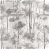 Casadeco|Papier peint floral style nordique avec arbres peints en gris|Scandinave