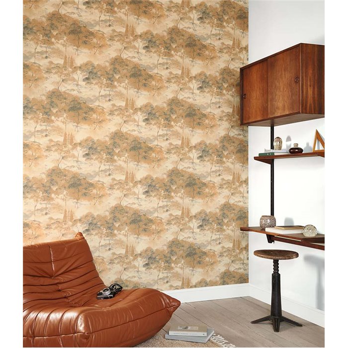 Casadeco|Forest landscape wallpaper in autumn tones|Floral