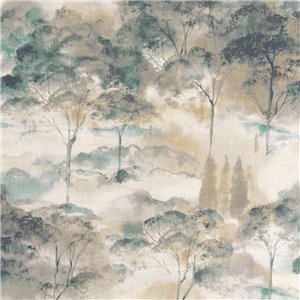 Casadeco|Papier peint paysage abstrait de forêt verte|Papier Peint