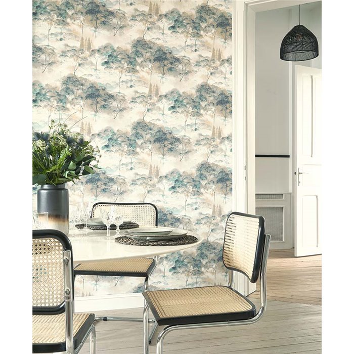Casadeco|Abstrakte Waldlandschaftstapete, ideal für Wohnzimmer oder Esszimmer|Blumen