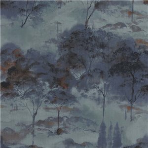 Casadeco|Papier peint paysage abstrait de forêt verte|Papier Peint