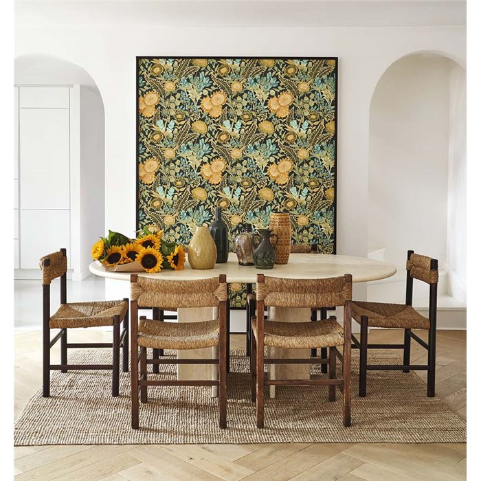 Casadeco|Rustikale Tapete mit Sonnenblumen und anderen Wildblumen|Vintage Blumen