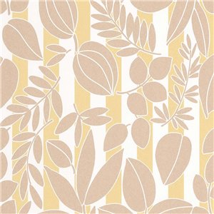 Casadeco|Mediterranean wallpaper with flowers and coastal green stripes|Wallpaper