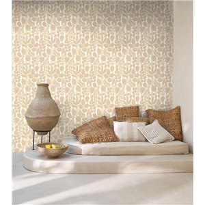 Casadeco|Papier peint floral style méditerranéen tons orange|Papier Peint 2