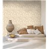 Casadeco|Papier peint style méditerranéen avec fleurs et rayures côtières blanc et beige|Papier Peint