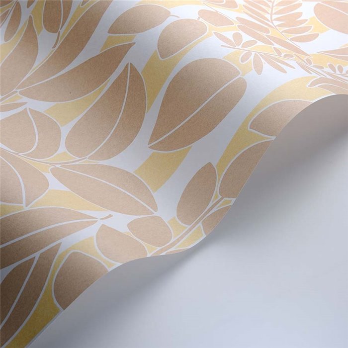 Casadeco|Papier peint style méditerranéen avec fleurs et rayures côtières blanc et beige|Papier Peint