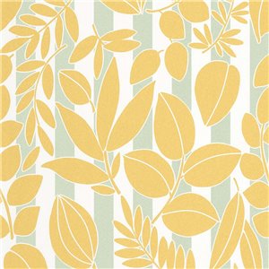 Casadeco|Papier peint floral style méditerranéen tons orange|Papier Peint