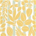 Casadeco|Yellow flower wallpaper with green stripes from the French Riviera|Wallpaper