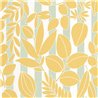 Casadeco|Yellow flower wallpaper with green stripes from the French Riviera|Wallpaper