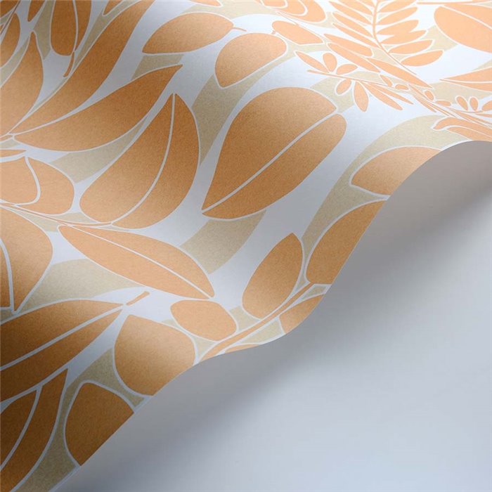 Casadeco|Mediterranean-style floral wallpaper in orange tones|Wallpaper
