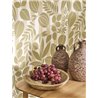 Casadeco|Mediterranean wallpaper with flowers and coastal green stripes|Wallpaper