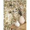 Casadeco|Mediterranean wallpaper with flowers and coastal green stripes|Wallpaper