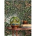 Casadeco|Green flower print wallpaper for Mediterranean-style living room|Wallpaper