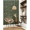 Casadeco|Green flower print wallpaper for Mediterranean-style living room|Wallpaper