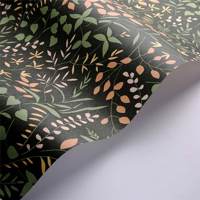 Papel pintado estampado de flores verdes para salón estio mediterráneo - Casadeco Echappee Belle 89837808