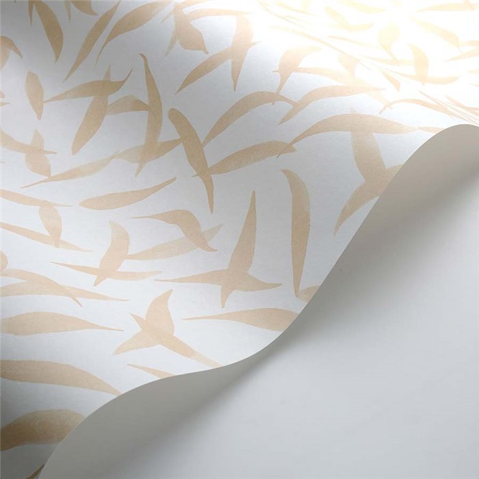 Casadeco|Papel pintado floral minimalista, hojas de olivo esparcidas beige|Papel Pintado