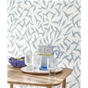 Casadeco|Papel pintado estampado de hojas de olivo azul ideal para dormitorio|Papel Pintado