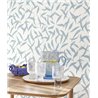 Casadeco|Papel pintado estampado de hojas de olivo azul ideal para dormitorio|Papel Pintado