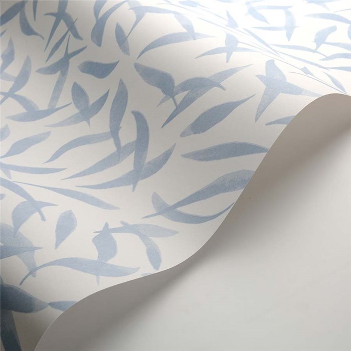 Casadeco|Papel pintado estampado de hojas de olivo azul ideal para dormitorio|Papel Pintado