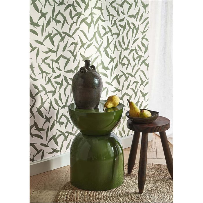 Casadeco|Papier peint inspiration méditerranéenne avec feuilles d’olivier vertes|Papier Peint