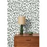 Casadeco|Watercolor-style floral wallpaper with white and green olive leaves|Wallpaper